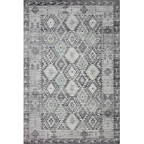 Turkish & Persian Kilim-Style Zion Charcoal, Slate 7-6" x 9-6" Area Rug