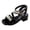 Black, variant on Thick High Heel Sandals, Children's Fashionable Pearl & Rhinestone Princess Shoes with Ankle Strap, Open Toe Dress Platform for Little Big Girls