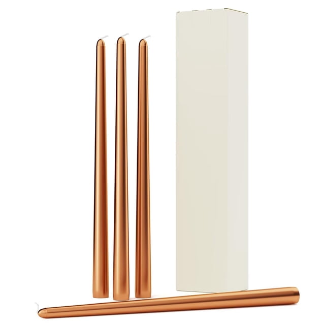 Juego de 4 velas Taper Candles Pickood, cobre metalizado, 30 cm