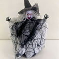 thumbnail image 5 of SIguan,Halloween Witch Tree Topper Decoration,Witch with Spider Web Skirt, Black Pointed Hat and Flying Broom Conical Base for Halloween Desktop,Treetop,Fireplace,Home Decorations Black1 7.08*10.23'', 5 of 9