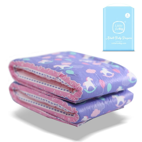Littleforbig Little Fantasy Adult Diaper 2 Pieces Sample Pack (Medium 28"-38")
