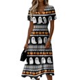 thumbnail image 2 of Halloween Dresses for Women Pumpkin Ghost Short Sleeve Spooky Dresses V Neck Funny Cute Dress, 2XL, 2 of 5