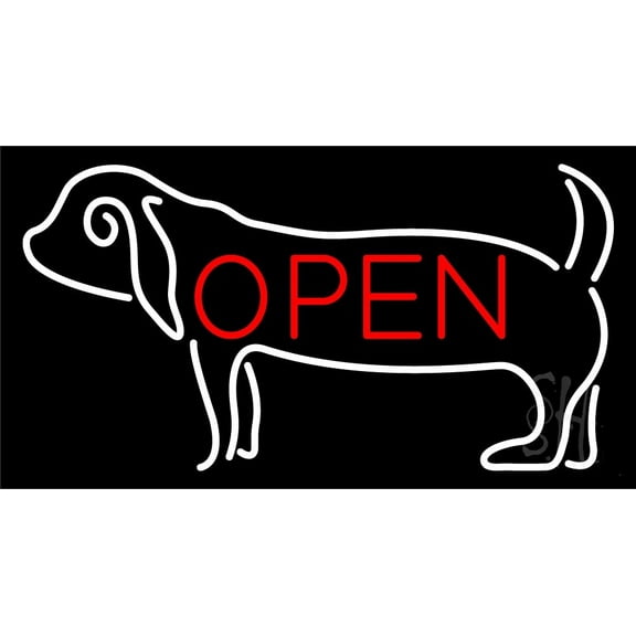 Pet Open 3 LED Neon Sign 20" Tall x 37" Wide - inches Black Square Cut Acrylic Backing, with Dimmer - Premium built indoor Sign for Club, Home décor, Event, Workshop, Storefront.