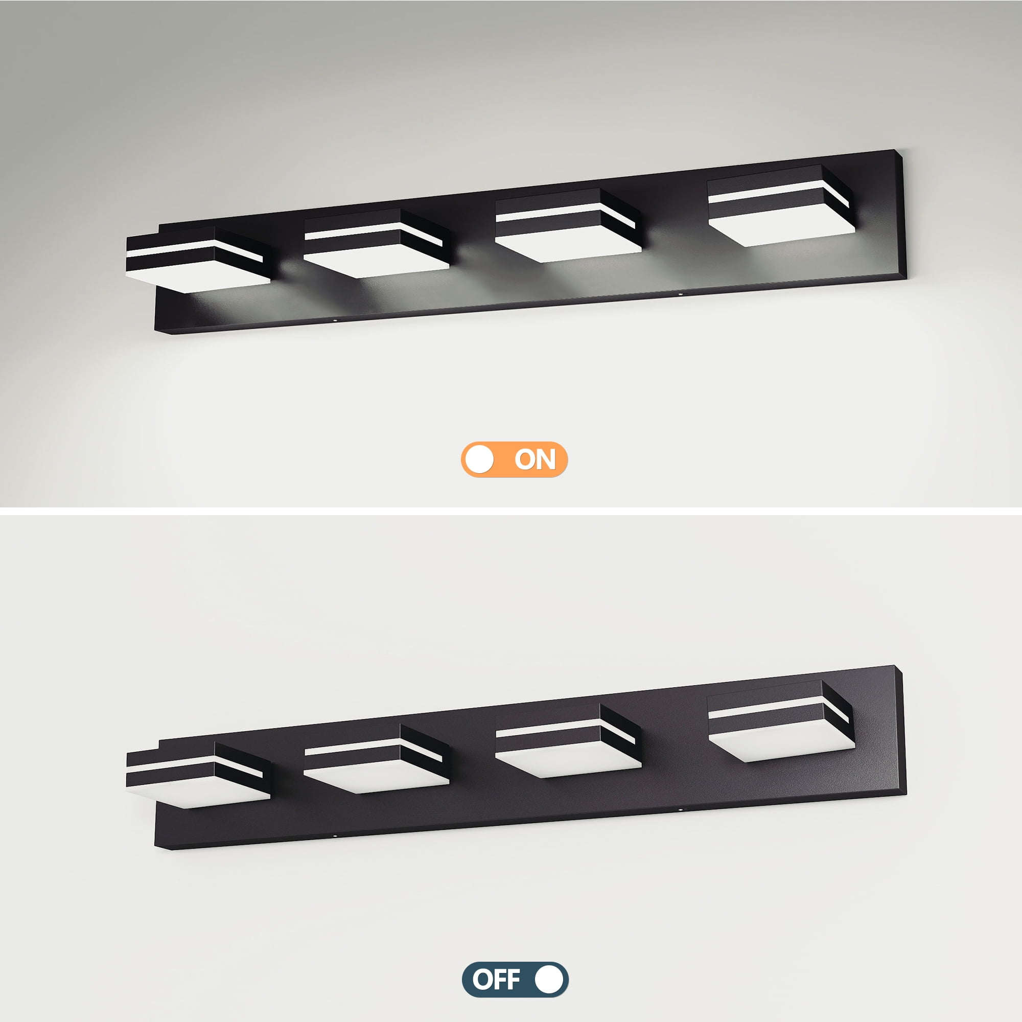 Modern Chrome LED Vanity Light, 4-Lights Wall Sconce for Bathroom and Mirror, Sleek Minimalist Design, Energy-Efficient, Easy to Install