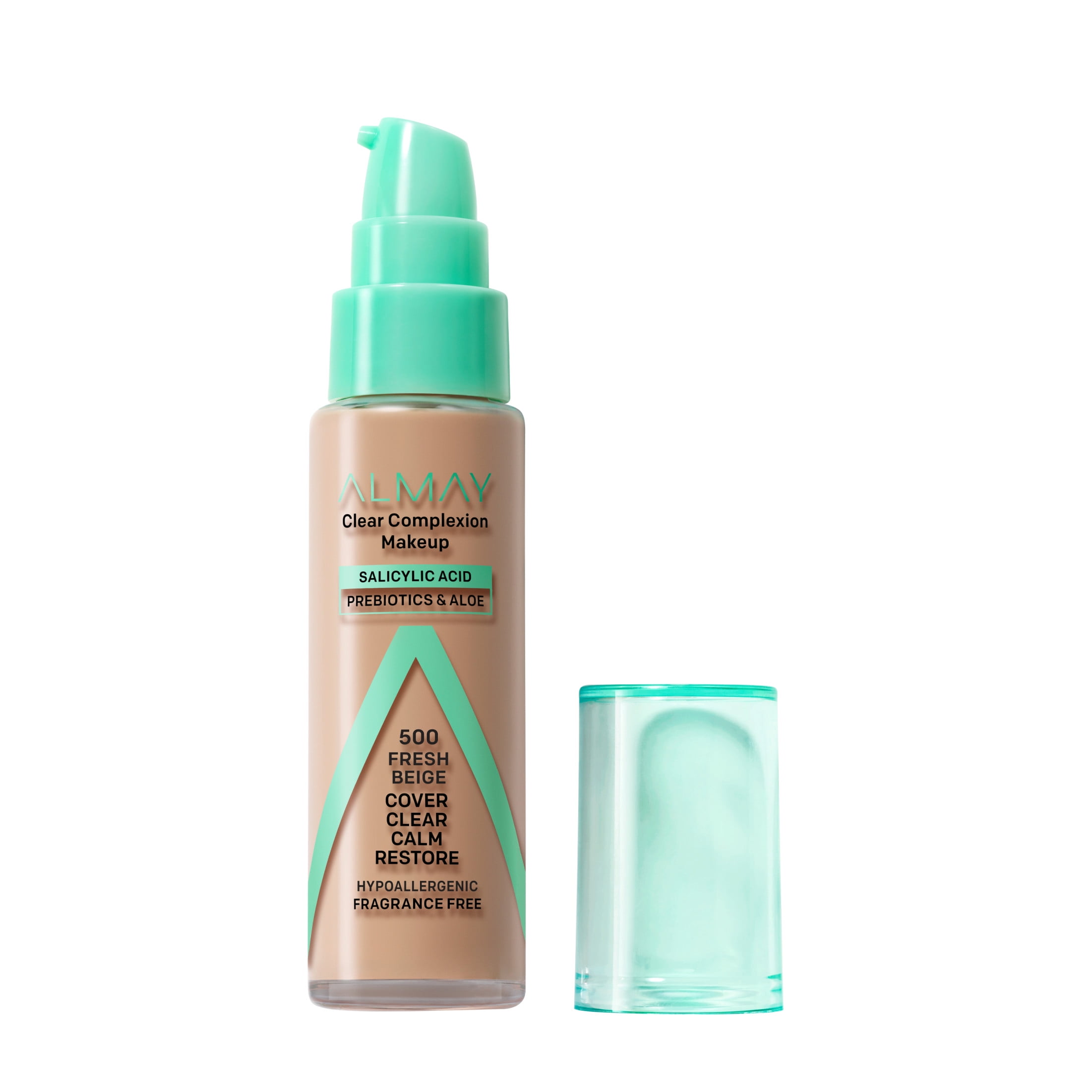 Almay Clear Complexion Foundation Makeup, Hypoallergenic, 500 Fresh Beige, 1 fl oz