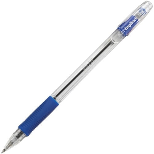 Pilot EasyTouch Ballpoint Pens Fine Pen Point - 0.7 mm Pen Point Size - Refillable - Blue Oil Based Ink - Clear Barrel - 12 / Dozen