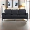 thumbnail image 3 of Modern 3-Seat L-Shaped Sofa with Storage Ottoman | Gray | Fabric | Square Arms – USB Port, 5.9” Legs, Compact Living Room/Apartment, 3 of 15