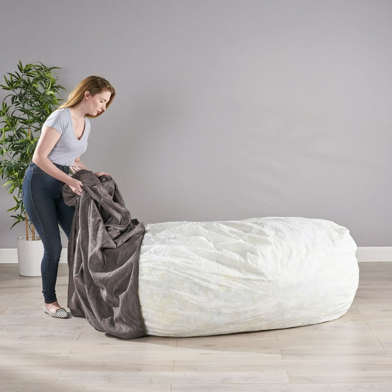 Christopher Knight Home Barracuda 6.5 ft. Suede Bean Bag Replacement Cover Cover Only by French Roast Cover Only