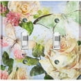thumbnail image 1 of Metal Light Switch Plate Outlet Cover Flower White Rose Blue ROS009, 1 of 24