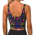 thumbnail image 4 of Goofa Colorful Mexican Printed Sports Bras for Women, High Impact Running Bra Workout Crop Tank Tops Longline Sports Bra Push up-X-Large, 4 of 9