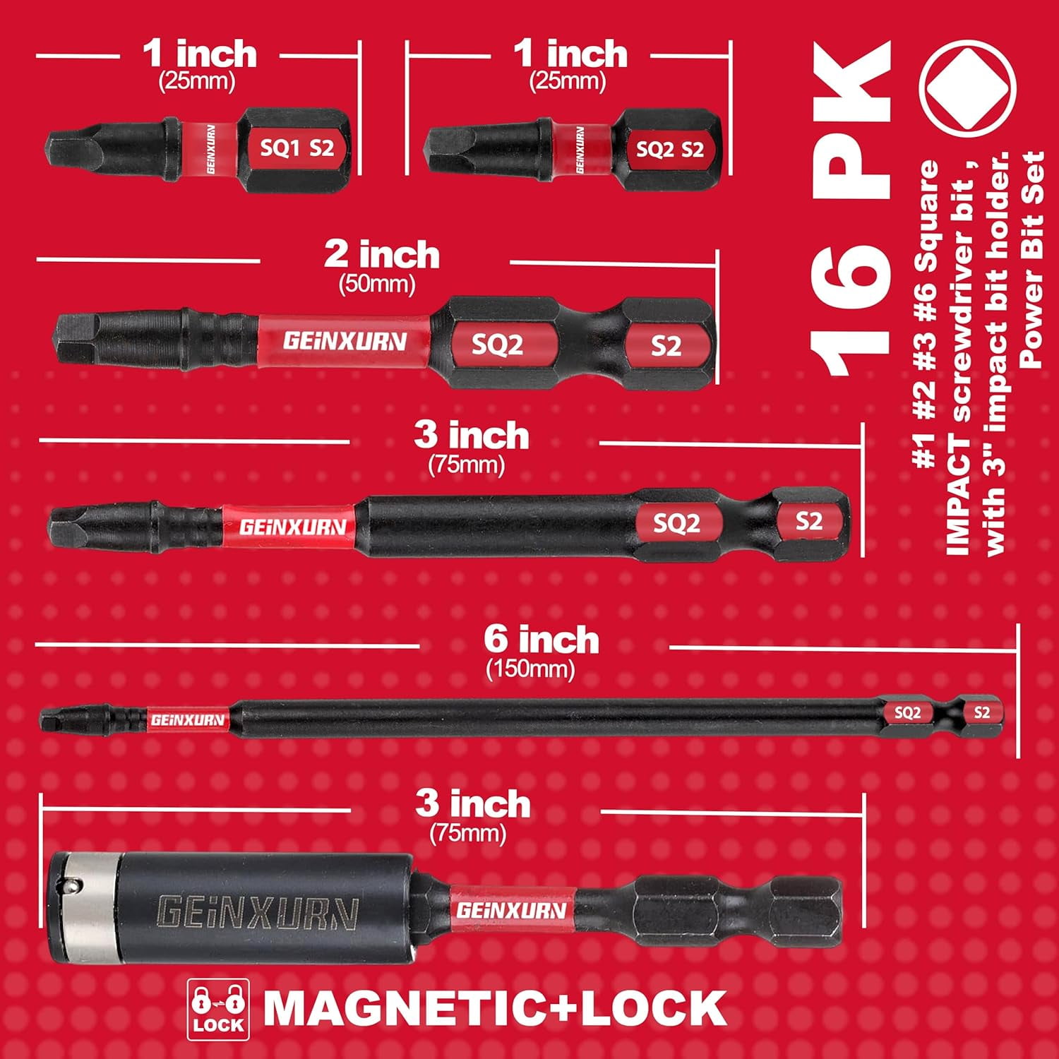 MKEUDQ-Impact Tough #2 Square 2 in. Insert Driver Bits,30Pack SQ2 Screwdriver Bits Set 2\u201dLong Impact Bit,Bulk