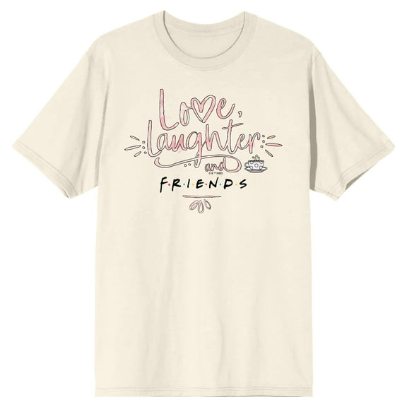 Friends TV Love And Laughter Crew Neck Short Sleeve Natural Women's T-shirt