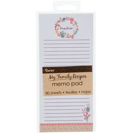 My Family Recipes Magnetic Notepad - Peach Floral - 3.5 X 8 Inches