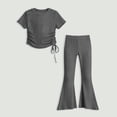 thumbnail image 6 of Hurxie Girls 2 Piece Outfits Fashion Clothes Short Sleeve Tops and Jogger Pants Kids Tracksuit Sweatsuits Set Gray,5-6 Years, 6 of 6
