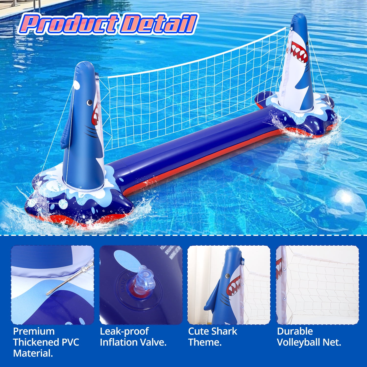 JoyStone Inflatable Pool Toys, 2-in-1 Swimming Pool Basketball & Volleyball Sets, Floating Basketball Hoop and Water Football, Summer Pool Game for Kids and Adults(Upgraded)