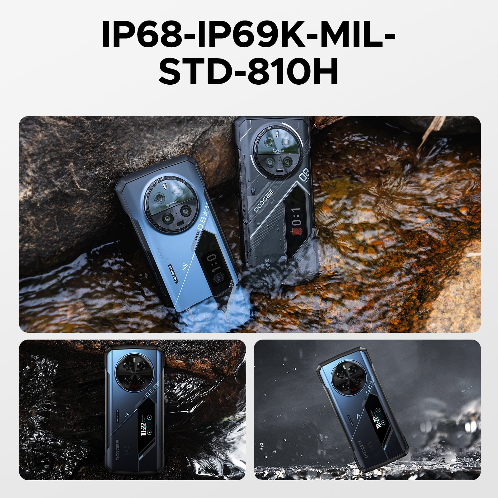 DOOGEE V40 PRO Rugged Smartphone 5G, 4nm Dimensity 7300, 36GB+512GB Mobile Phones,200MP+20MP Night Version, 6.78''FHD+120HZ & 1.47" Back Display Android Rugged Phone,3 Card Slots/5G Dual SIM/WiFi 6