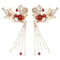 thumbnail image 1 of 1 par de clips de pelo vintage de estilo chino tassel de metal barrettes cabello para bodas, 1 of 7