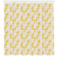 thumbnail image 3 of Yellow and White Shower Curtain, Doodle Style Exotic Garden Foliage with Chamomiles and Lines, Fabric Bathroom Set with Hooks, 69W X 75L Inches Long, Yellow White and Brown, by Ambesonne, 3 of 3