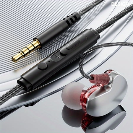 3.5mm HiFi Wired Earphone - Immersive Bass Crystal-Clear Sound Detachable Microphone Sweat-Resistant In-Ear Monitor Headset for Music Gaming and Sports - Durable Comfortable and Portable