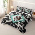thumbnail image 3 of Feelyou Brown Cowhide Initial S Quilt King for Women Girls, Turquoise Western Plaid King Coverlet Set, 3 Pieces, 3 of 7