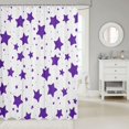 thumbnail image 2 of Manfei Kawaii Stars Shower Curtain 72Wx84L,Lovely Polka Dot Bathroom Shower Curtain,White Purple, 2 of 5