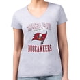 thumbnail image 4 of Women's G-III 4Her by Carl Banks Heather Gray Tampa Bay Buccaneers Super-Slim Fit Lightweight Team Logo Graphic V-Neck, 4 of 5