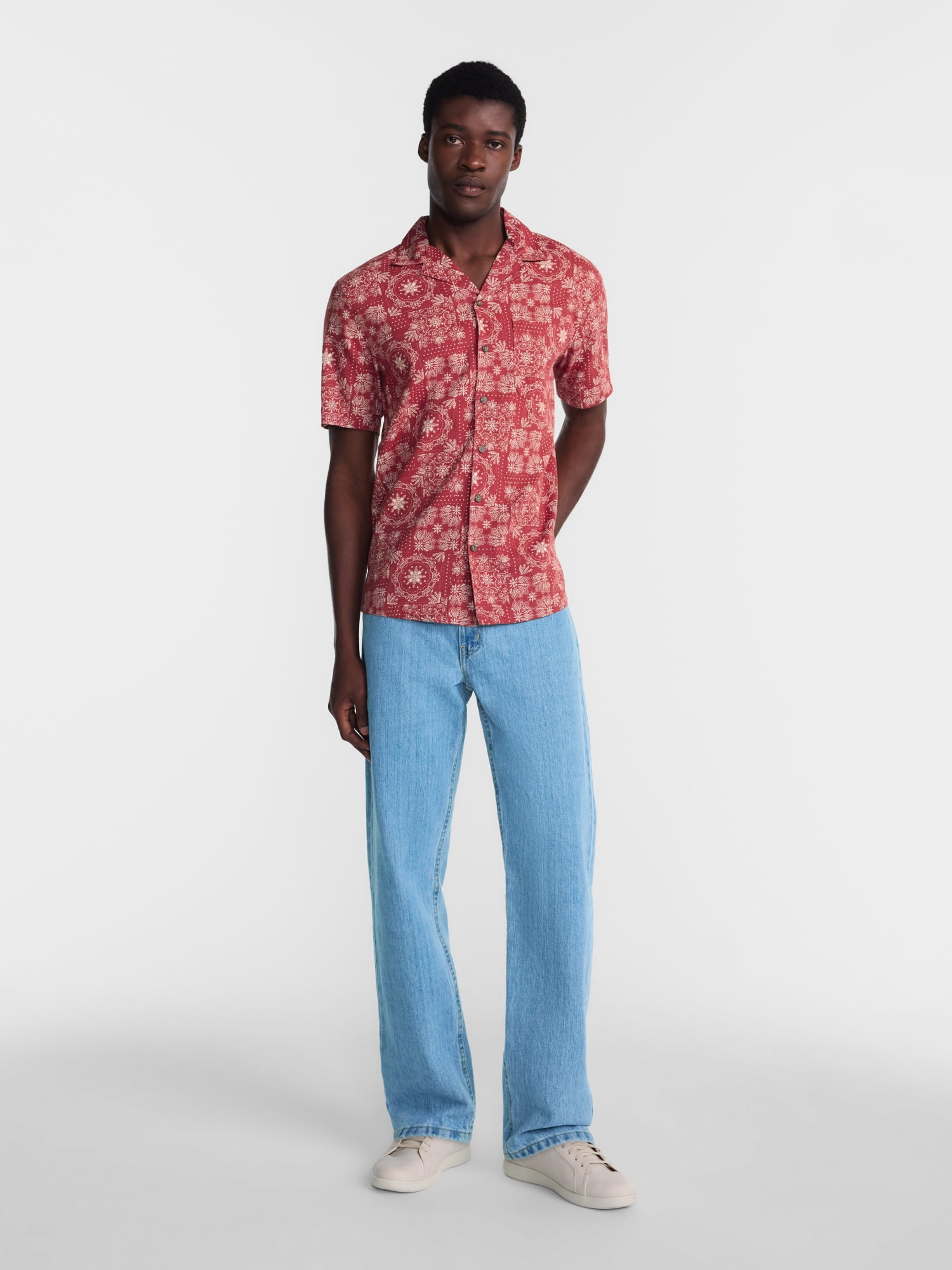 George Men's Linen Blend Holiday Camp Shirt, Sizes XS-3XL, LT-4XLT, 2XB-6XB