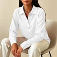 thumbnail image 5 of Stralyhd Women's Polo Shirts Long Sleeve Lapel Collar V Neck Shirt Fashion Baggy Fall Everyday Wear Casual Basic Tops White M, 5 of 6