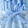 thumbnail image 6 of Ulitacool Girls Dresses Round Neck Sleeveless Dress One Shoulder Formal Ruffle Trim Birthday Party Mesh Dresses With Belted Pockets Sundress Adorable Playsuit Light Blue 5-6 Years, 6 of 8