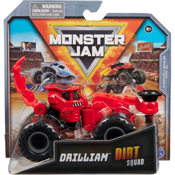 Monster Jam, Official Drilliam Dirt Squad Dump Truck Monster Truck with Moving Parts, 1:64 Scale Die-Cast Vehicle
