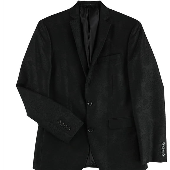 bar III Mens Jacquard Two Button Blazer Jacket, Black, 34 Short
