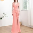 thumbnail image 2 of Ynynloco Dresses for Women Sleeveless V-Neck Slit Leg Solid Color Dresses for Cocktail Parties and Wedding Guest, 2 of 5