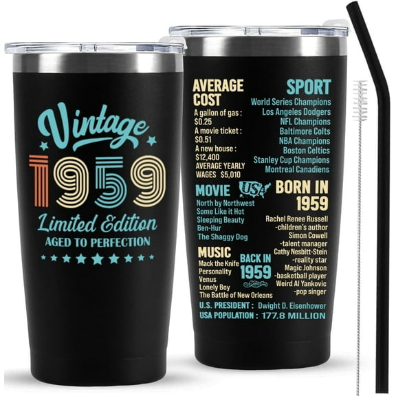 65th Birthday Gifts for Men women, 65 Years Old Gifts Idea for Him Her, Sixty-five Birthday Present, 1959 Happy 65th Birthday Tumbler Gifts Tumbler Cup