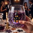 thumbnail image 7 of Miwamany Halloween Stemless Wine Glass, Spooky Ghost Graveyard Printed Tumbler, 15oz Clear Cup for Holiday Party Drinks Table Decor Halloween Ornaments, 7 of 7