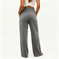 thumbnail image 4 of Women's Corduroy Wide Leg Pants with Pockets, Elastic Drawstring High Waist, Casual Loose Trousers, Pockets for Women, Lounge Pants, Business Casual Pants | UKHCCC,Gray L, 4 of 8