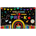 thumbnail image 4 of Colorful Welcome to Pre K Banner with Pencils Rainbows Stars and Books Backdrop Party Decorations for Preschool Openings Classroom Decorations School Events Photography Props, 4 of 7