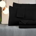 thumbnail image 4 of Lux Decor Collection Double-Brushed Microfiber Deep Pocket Full Bed Sheets Set, Fitted, Flat Sheet, 4 Pillowcases - Black, 4 of 4