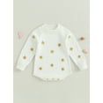 thumbnail image 2 of Arvbitana Infant Girls Casual Sweater Rompers 0M 6M 9M 12M 18M Long Sleeve Crew Neck Stars Knit Jumpsuits Baby Bodysuits, 2 of 8