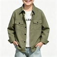 thumbnail image 2 of LTTVQM Girls Boys Button Down Shirt Casual Long Sleeve Collared Comfortable School Uniform Shirts with 2 Pockets Fashion Basic Classic Relaxed Fit Blouse Dark Green 9-10 Year, 2 of 6