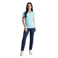 thumbnail image 3 of IBKUL Women's Short Sleeve Zip Mock Neck Shirt, Color: Seafoam, Size: M, 3 of 4