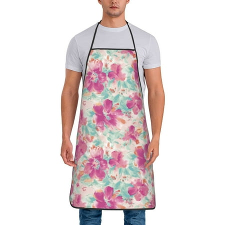 

Lukts Purple Watercolor Flowers Print Unisex Tie-Up Aprons Bibs for Chef Kitchen Grill Beverage Shop