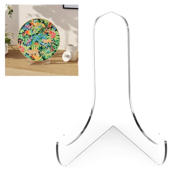 Appoft 60-Degree Angle Acrylic Plate Display Stand , 3 Inch 2PC Clear Acrylic Display Holder Easel Base for Home Office Kitchen School Art Display