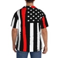 thumbnail image 3 of Uemuo Firefighters USA Flag Pattern Cotton Linen Short Sleeve Shirts,Casual Lightweight Button Down Shirts,Vacation Beach Summer Tops-X-Large, 3 of 7