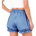 thumbnail image 3 of Women's Plaid Shorts Cute Ruffled Casual Lounge Elastic Waist Shorts with Pockets Home Beach Vacation Wear (M, Blue), 3 of 6
