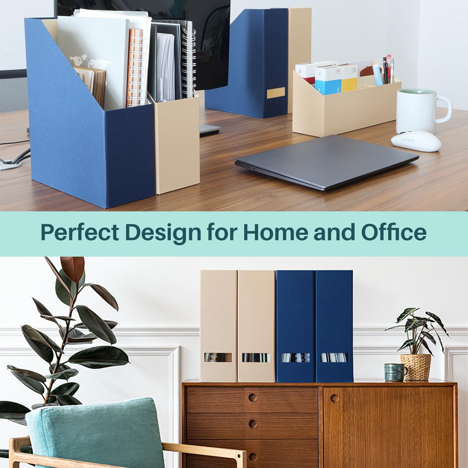 Magazine Holder - File And Desk Organizer  Cardboard Book Storage Box For Documents Rack Office Home Classroom (latte Brown 6-pack)