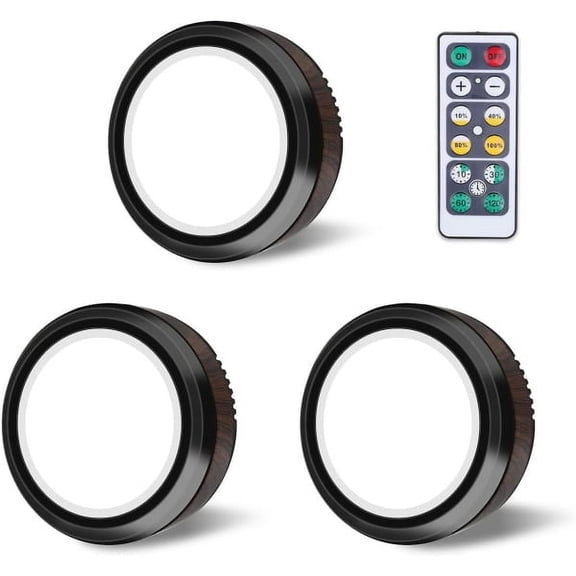 Battery operated under cabinet lighting. LED puck light with remote control, gift