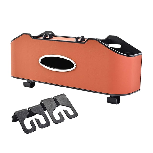 Caja de almacenamiento para respaldo de asiento, portavasos, accesorios para coche, caja de pañuelos para guardar y ordenar, decoración Interior, Naranja