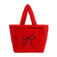 thumbnail image 1 of Bolso Hobo Holgado Con Lazo Lana Cordero Hombro Portátil Gran Capacidad Ins () Rojo, 1 of 9