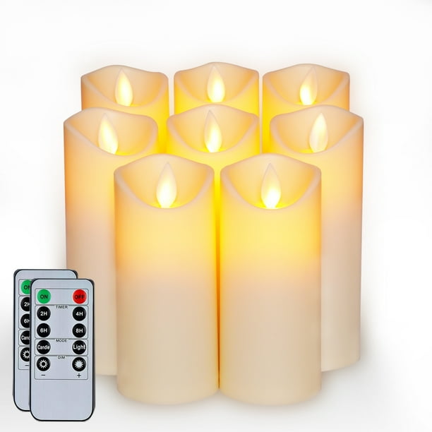 Amagic Ivory Battery Operated LED Pillar Candles with Timer and Remote