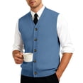 thumbnail image 5 of Men’s Button Down Sweater Vest Lightweight Knitted Plain V-Neck Sleeveless Cardigans, 5 of 7